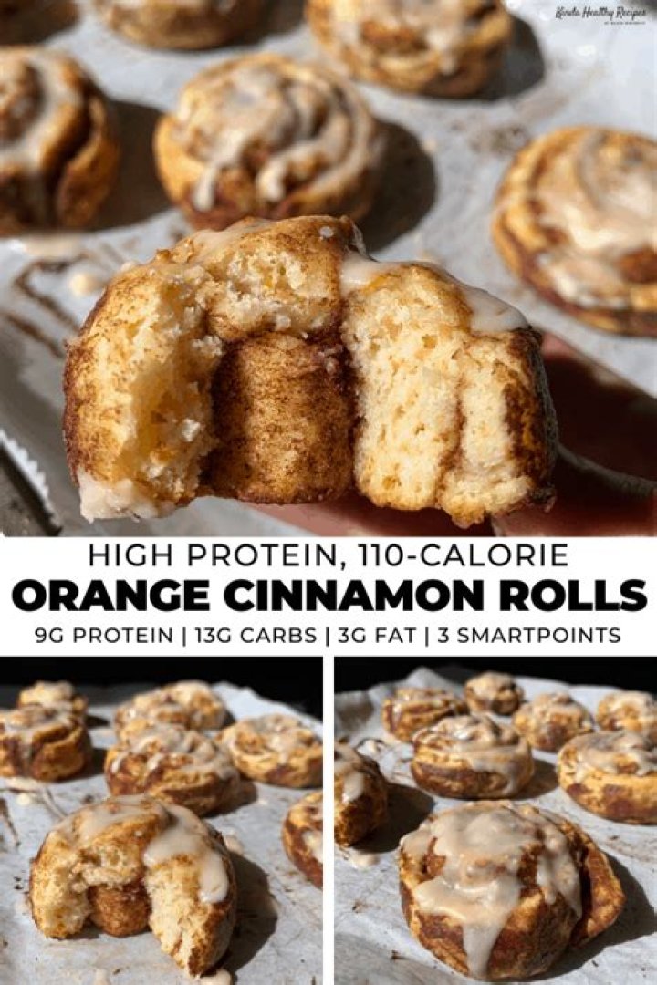110Calorie High Protein Orange Cinnamon Rolls with Orange Glaze