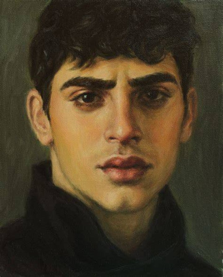 a painting of a man with long hair and beard