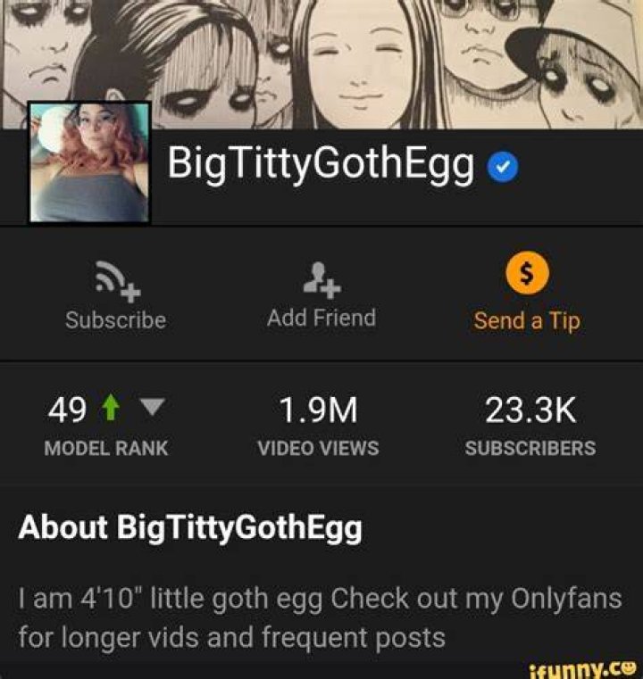 About BigTittyGothEgg l am 4'10" little goth egg Check out my Onlyfans