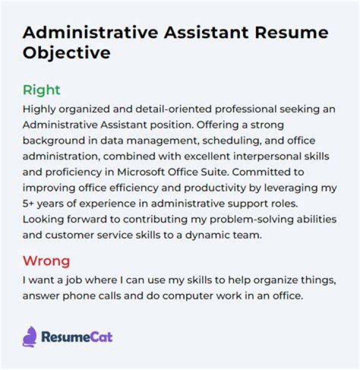 administrative assistant resume objective examples