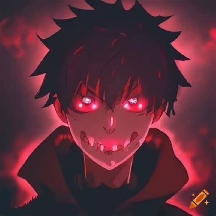 an anime character with red eyes holding a baseball bat