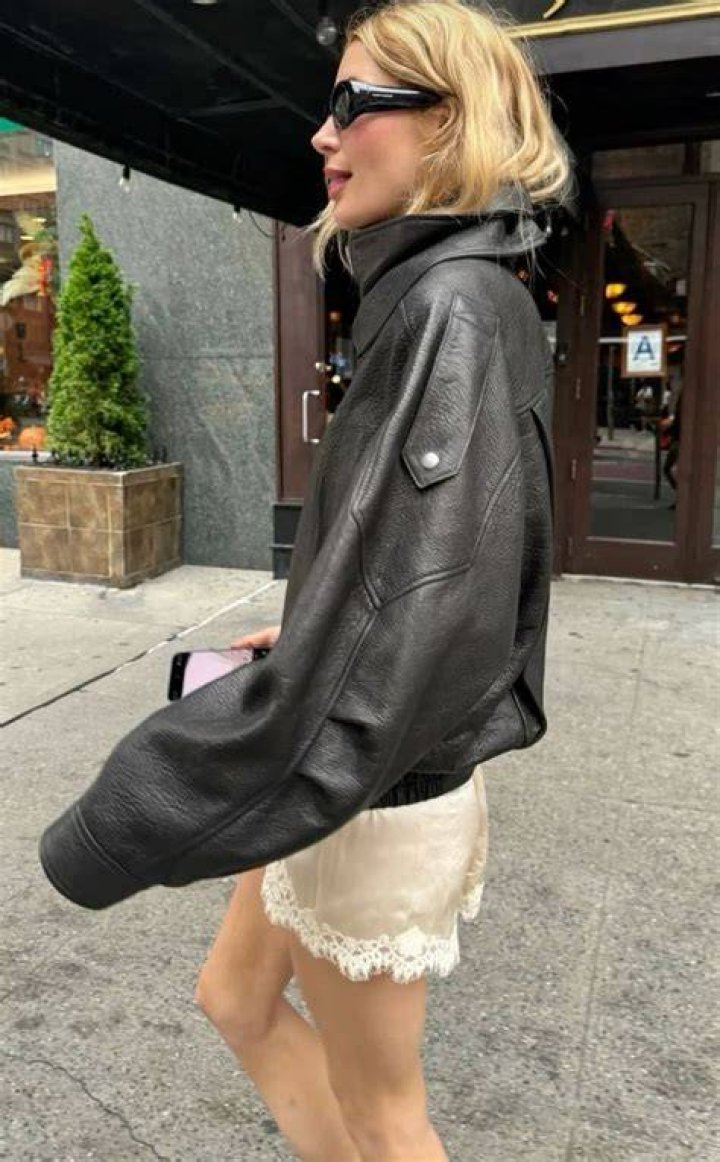 Camille Leonard wears a leather skirt & top Skirt top, Dress to