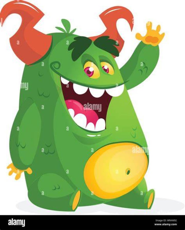 Cartoon green fat monster. Vector character Stock Vector Image by