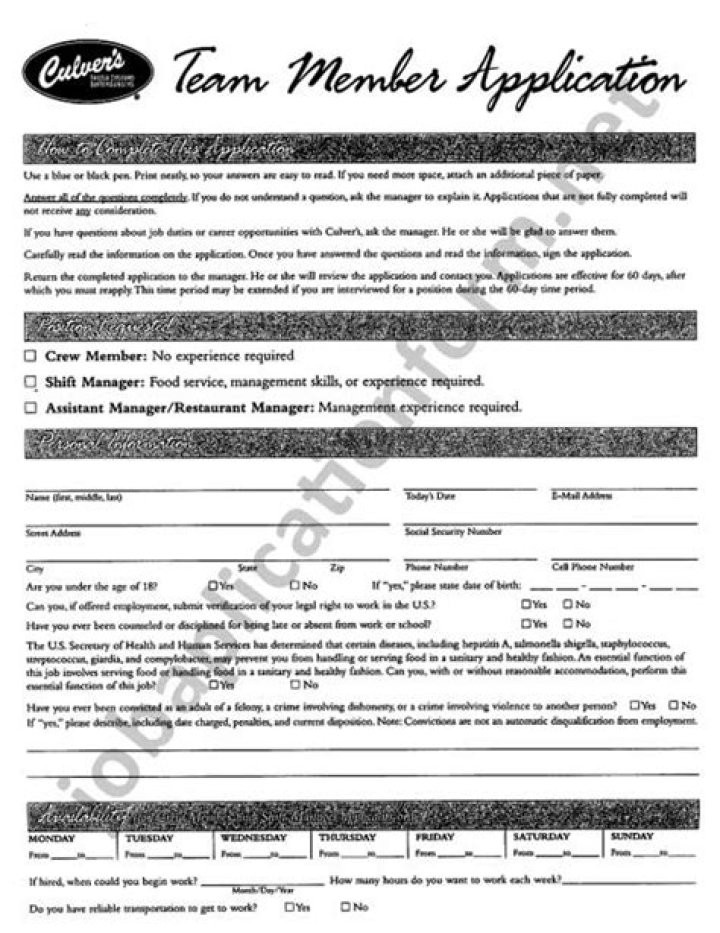  culvers application guide