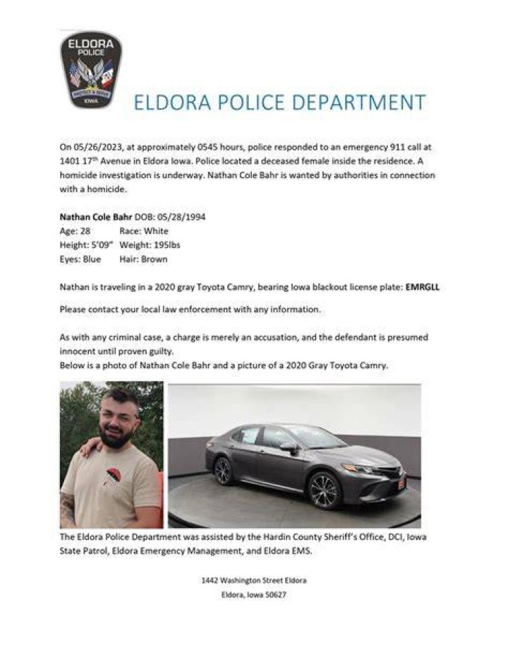 DCI ASSISTS ELDORA POLICE DEPARTMENT WITH HOMICIDE INVESTIGATION Iowa