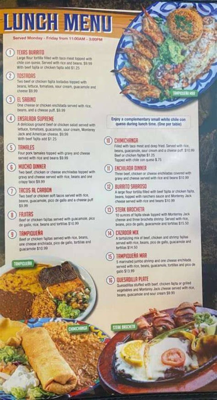 El Refu menu in Humble, Texas, USA