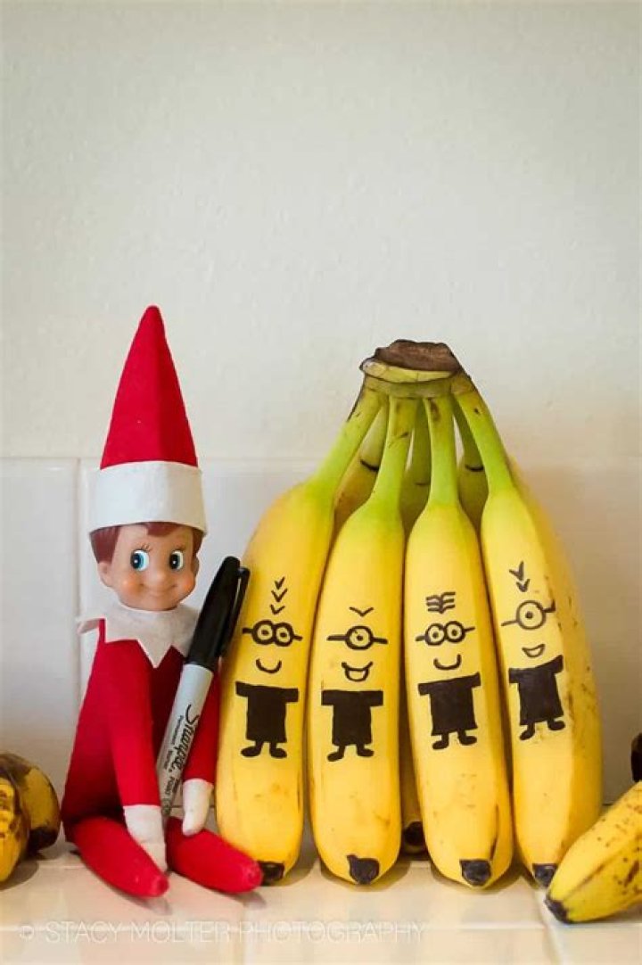 Elf on the Shelf. Minions on bananas. Sharpie. Elf on the shelf, Elf