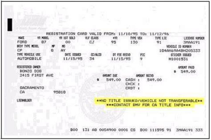 Fake Car Registration Template California