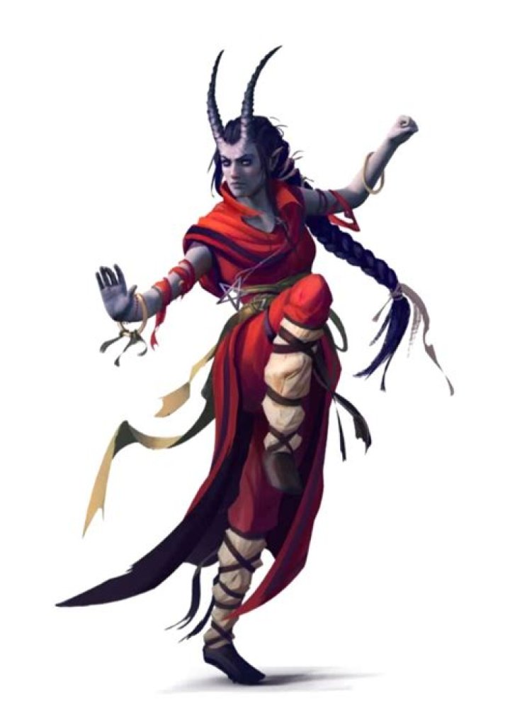 Female Tiefling Asmodeus Monk Pathfinder 2E PFRPG DND D&D 3.5 5E 5th