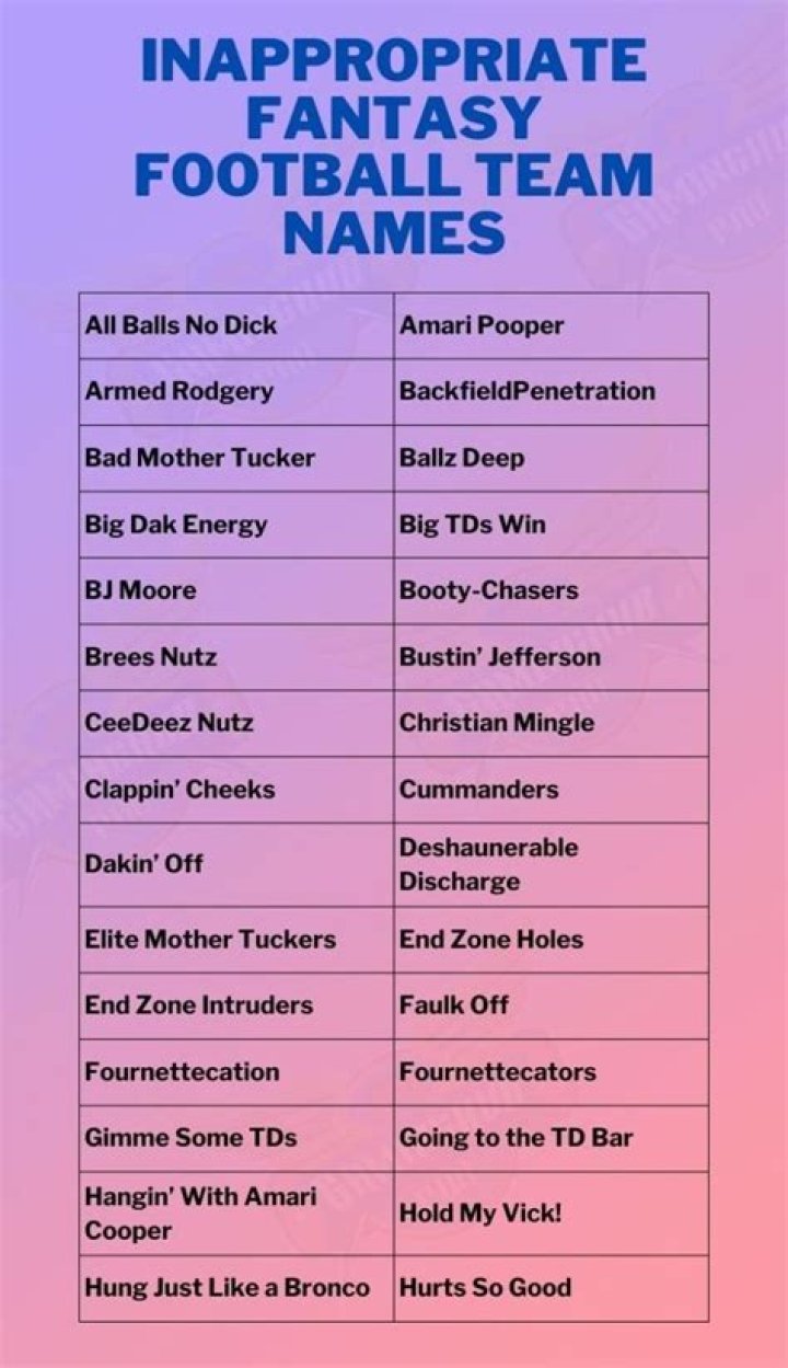 Inappropriate Fantasy Football Team Names 2023 (100+ Offensive, Vulgar
