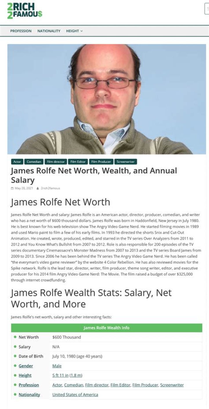 James Rolfe Net Worth 2021 Browsed Magazine