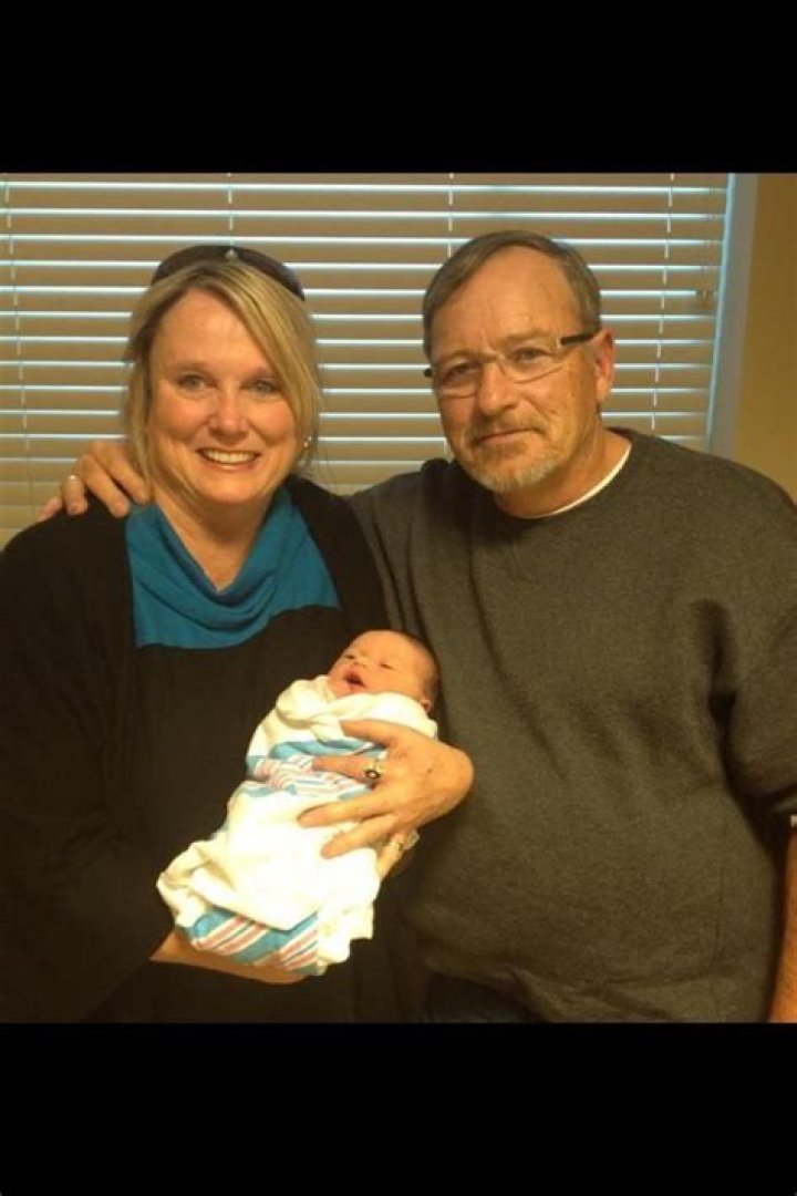 New grandparents Mary Lou and Dennis Hamlin with Taylor James Hamlin