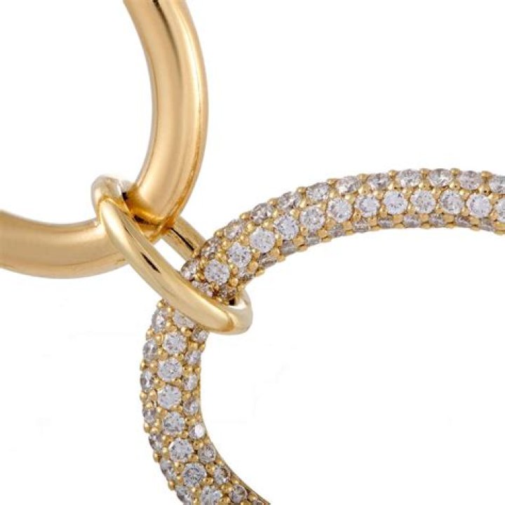 Remas Diamond Pave Large Oval Links Yellow Gold Collar Necklace at