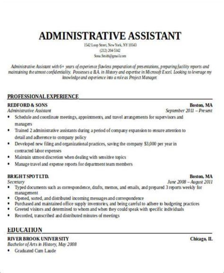 top administrative assistant resume objective example