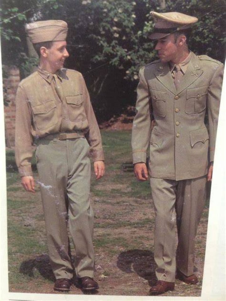 Two first lieutenants of infantry wearing summer tropical worsted