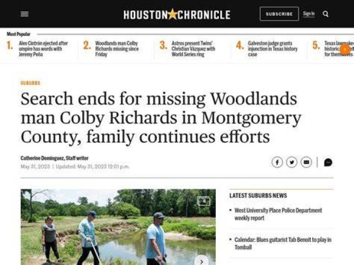 Updates on Woodlands Man Colby Richards Missing in Montgomery County